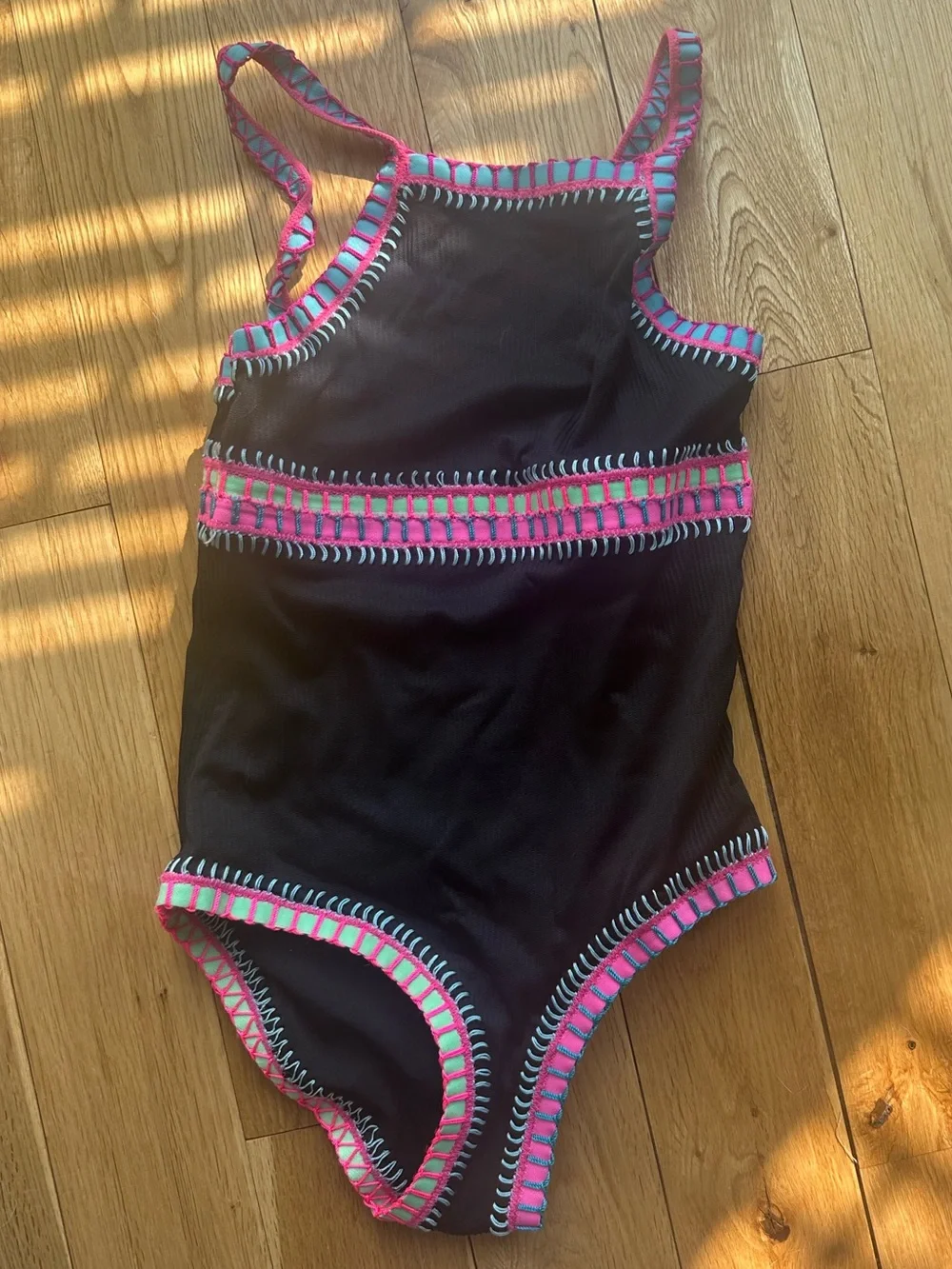 Platinum Swimwear Solange Ferrarini Embroidered Trim One Piece Swimsuit Size 6-8